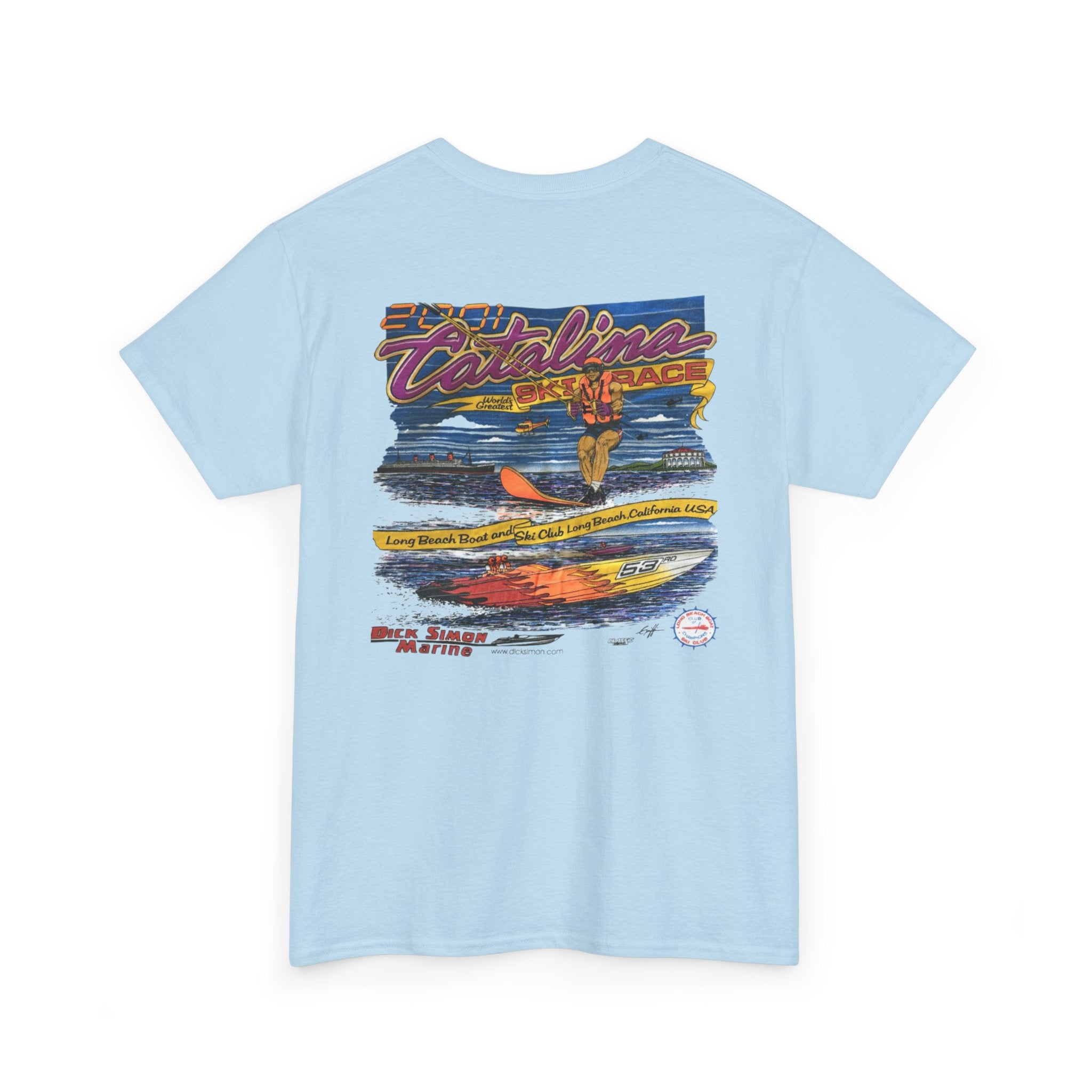 Vintage 2001 Catalina 53rd annual Water Ski Race Tee, Long Beach Boat & Ski Club