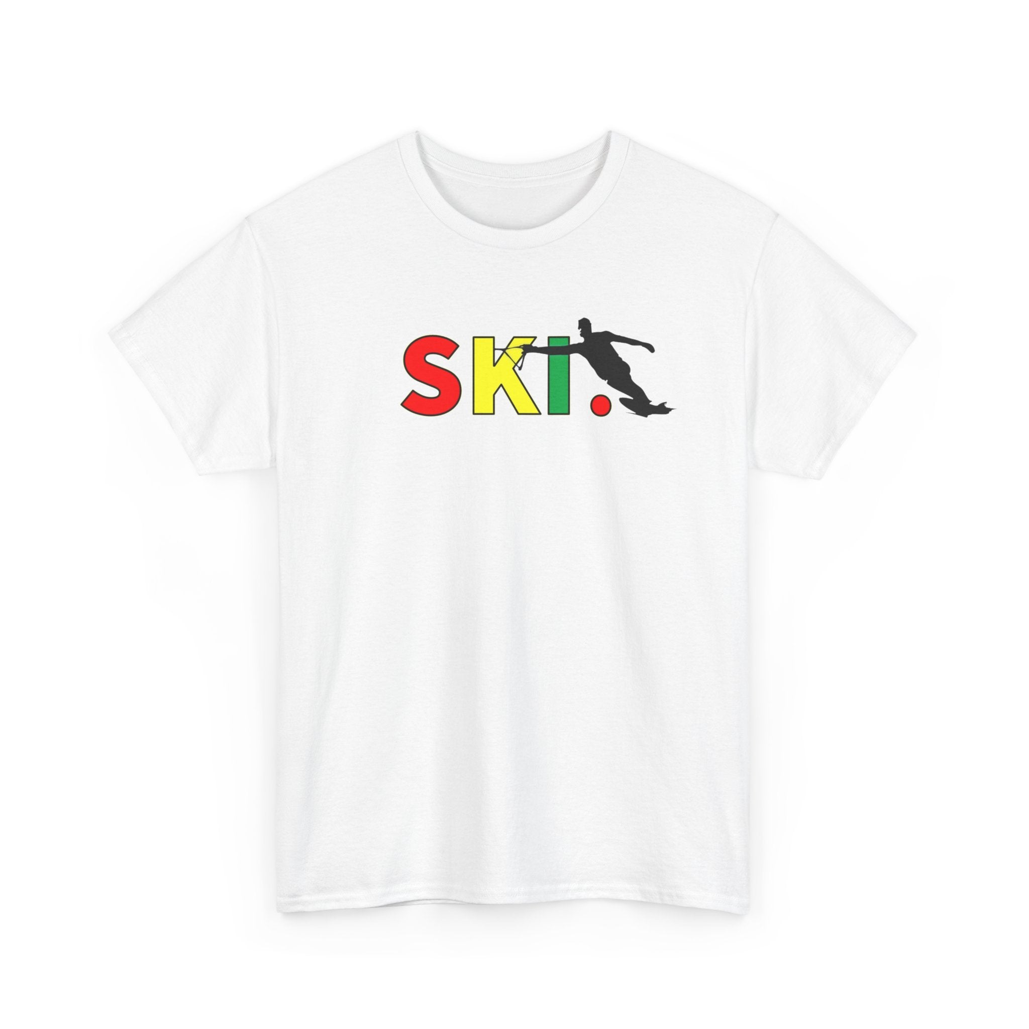 SKI. - water ski graphic t-shirt - Slalom course colors - red, yellow, green