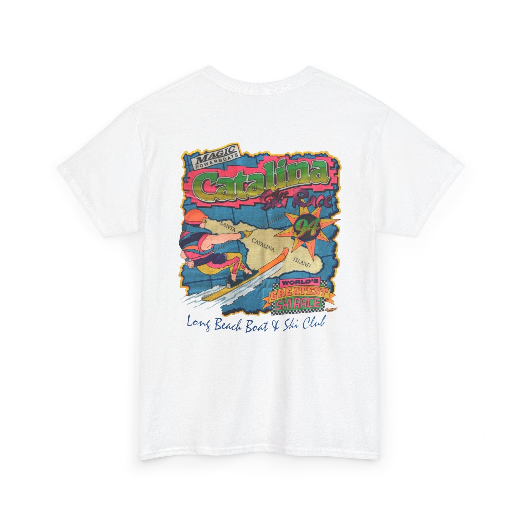 Vintage 1994 Catalina 46th annual Water Ski Race Tee, Long Beach Boat & Ski Club