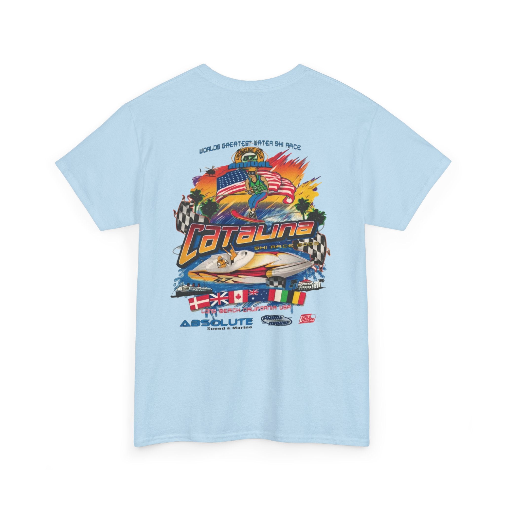 Vintage 2005 Catalina 58th annual Water Ski Race Tee, Long Beach Boat & Ski Club