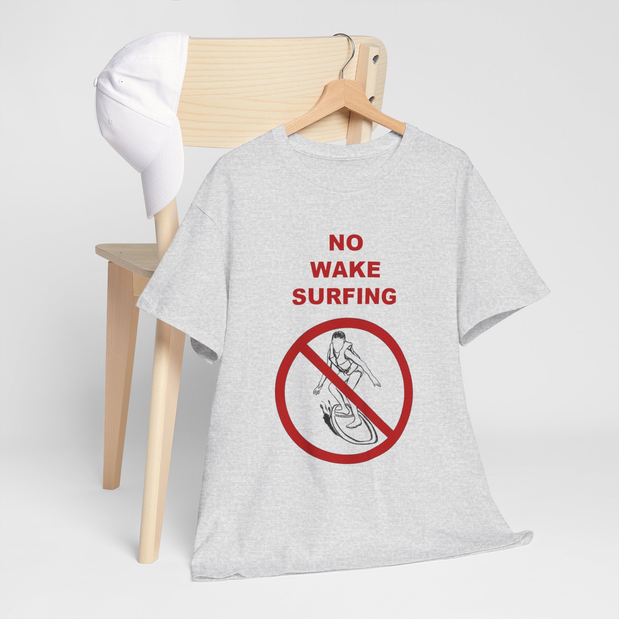 "No Wake Surfing" parody graphic waterski themed unisex T-shirt