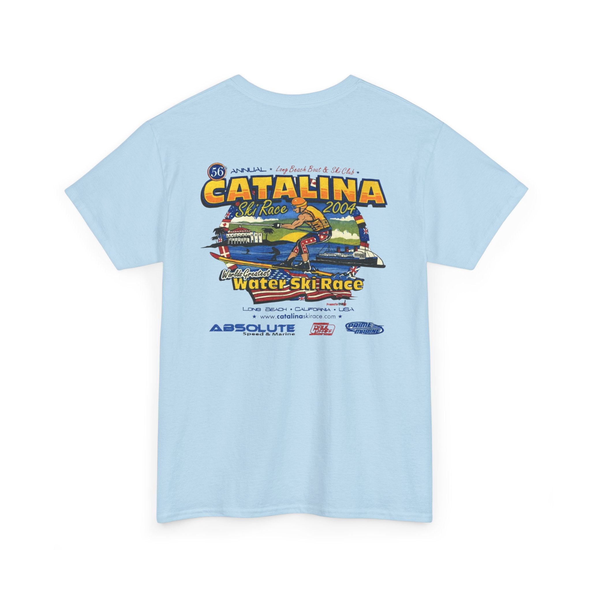 Vintage 2004 Catalina 56th annual Water Ski Race Tee, Long Beach Boat & Ski Club