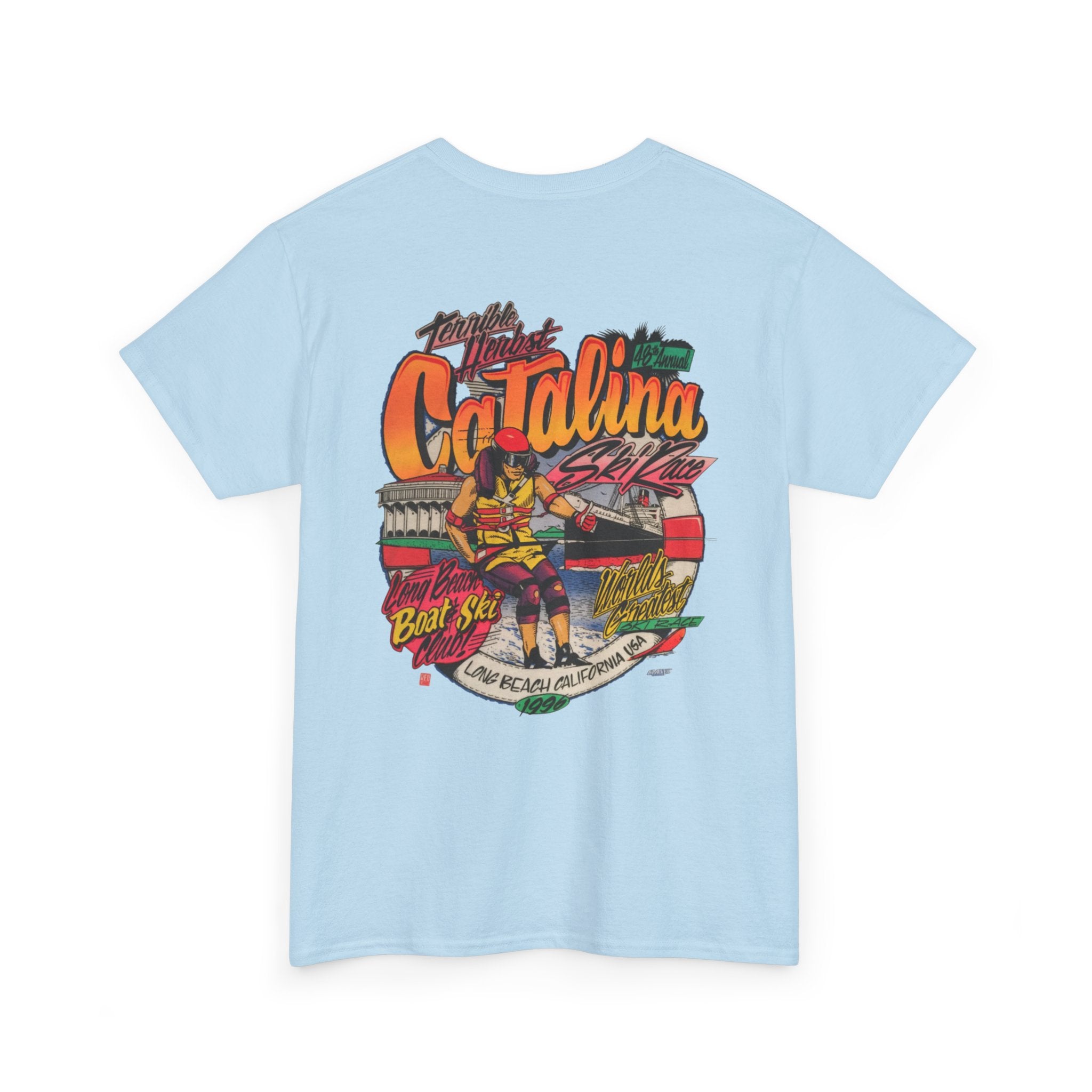 Vintage 1996 Catalina 48th annual Water Ski Race Tee, Long Beach Boat & Ski Club