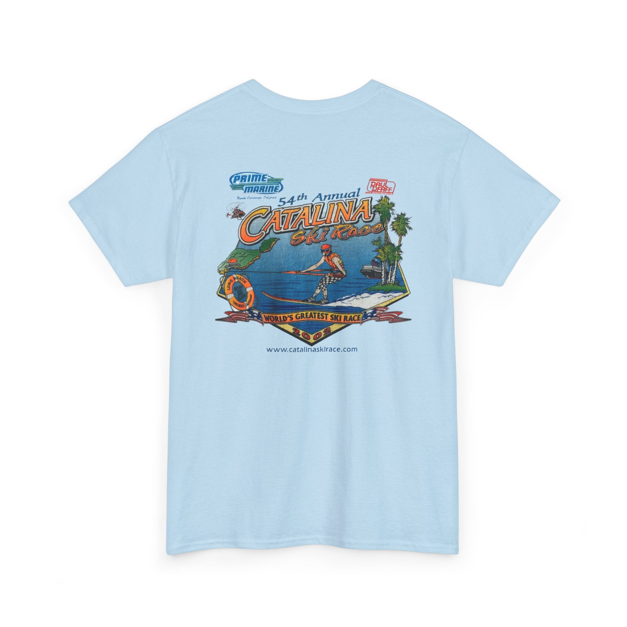 Vintage 2002 Catalina 54th annual Water Ski Race Tee, Long Beach Boat & Ski Club