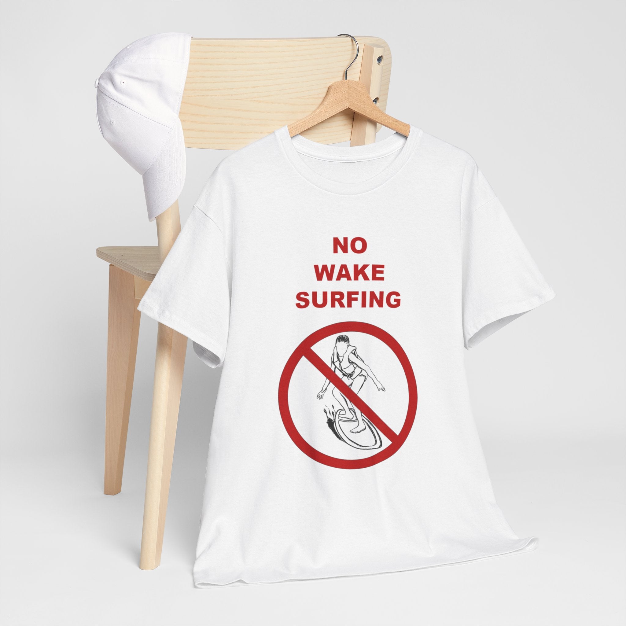 "No Wake Surfing" parody graphic waterski themed unisex T-shirt