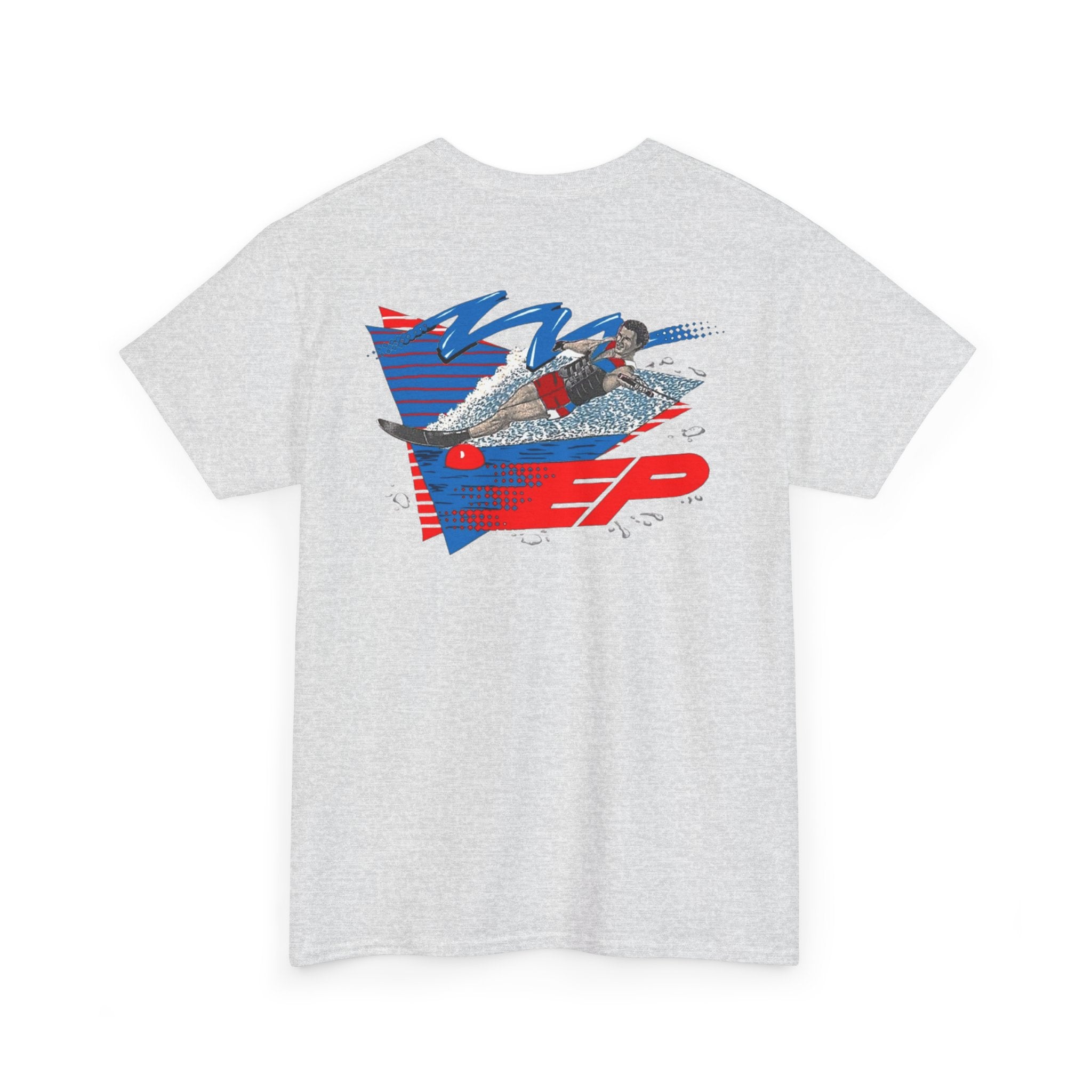 EP Water Skis - Vintage water ski slalom short-sleeve graphic T-shirt Red White & Blue - USA