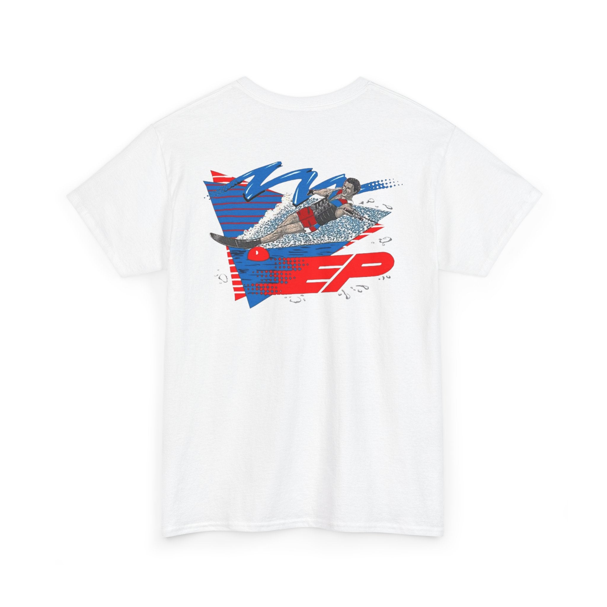 EP Water Skis - Vintage water ski slalom short-sleeve graphic T-shirt Red White & Blue - USA