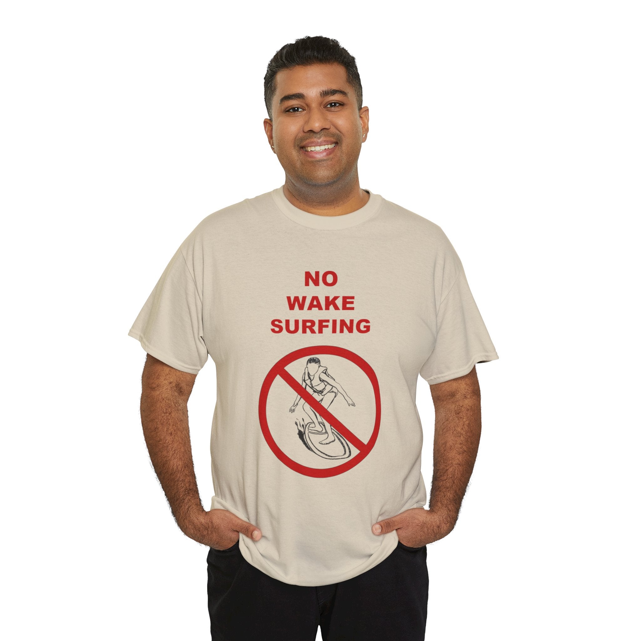 "No Wake Surfing" parody graphic waterski themed unisex T-shirt