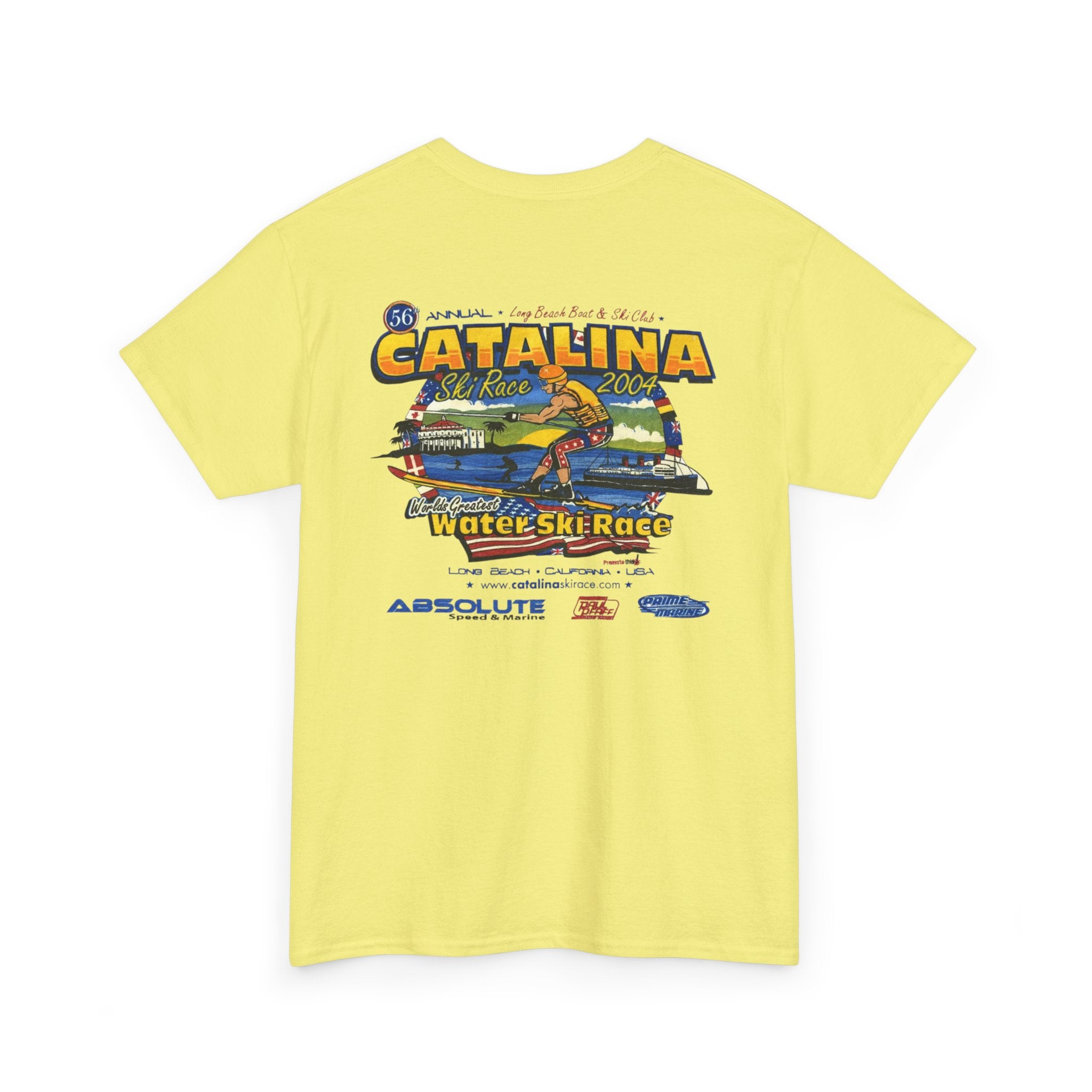 Vintage 2004 Catalina 56th annual Water Ski Race Tee, Long Beach Boat & Ski Club