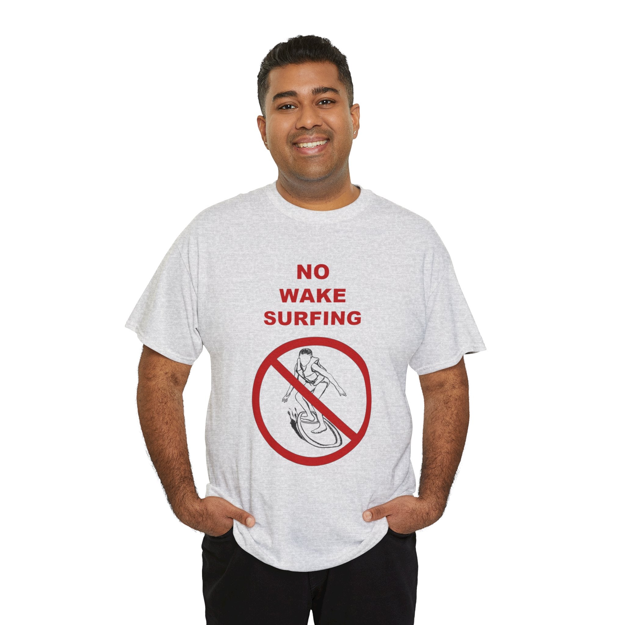 "No Wake Surfing" parody graphic waterski themed unisex T-shirt