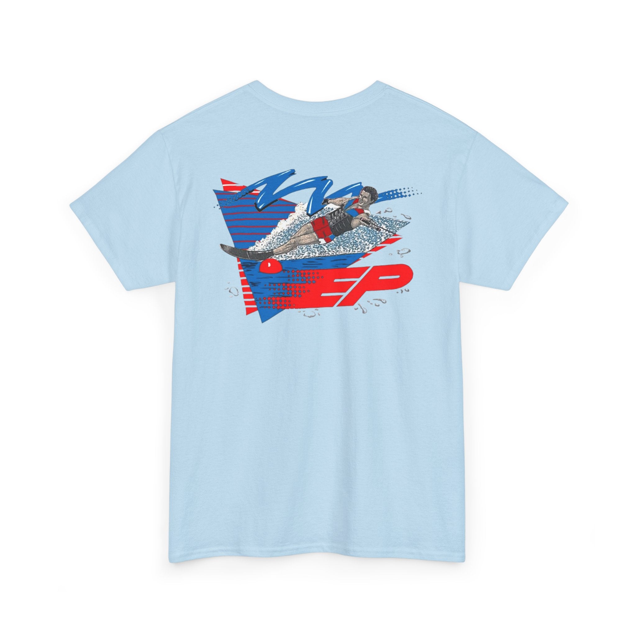 EP Water Skis - Vintage water ski slalom short-sleeve graphic T-shirt Red White & Blue - USA