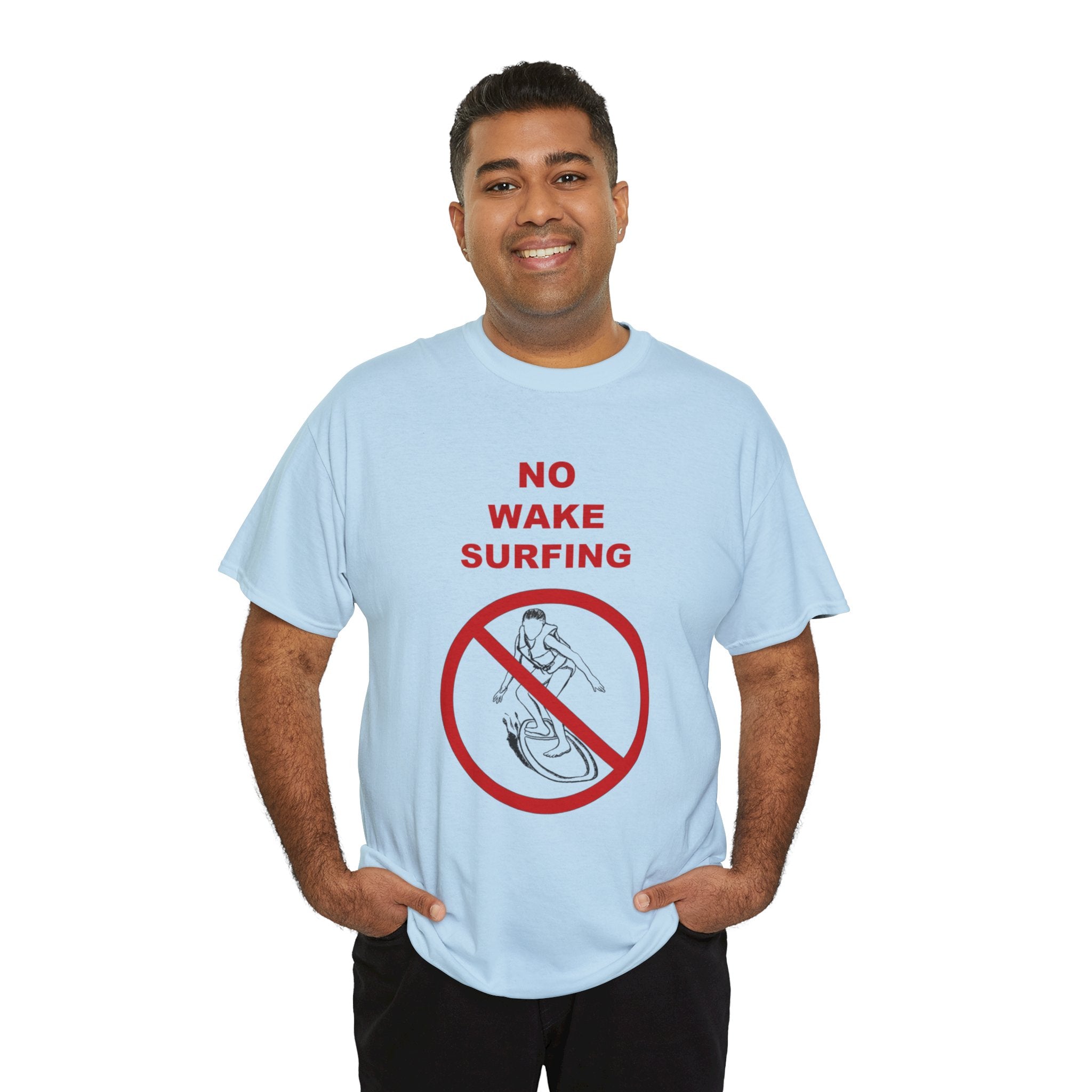 "No Wake Surfing" parody graphic waterski themed unisex T-shirt