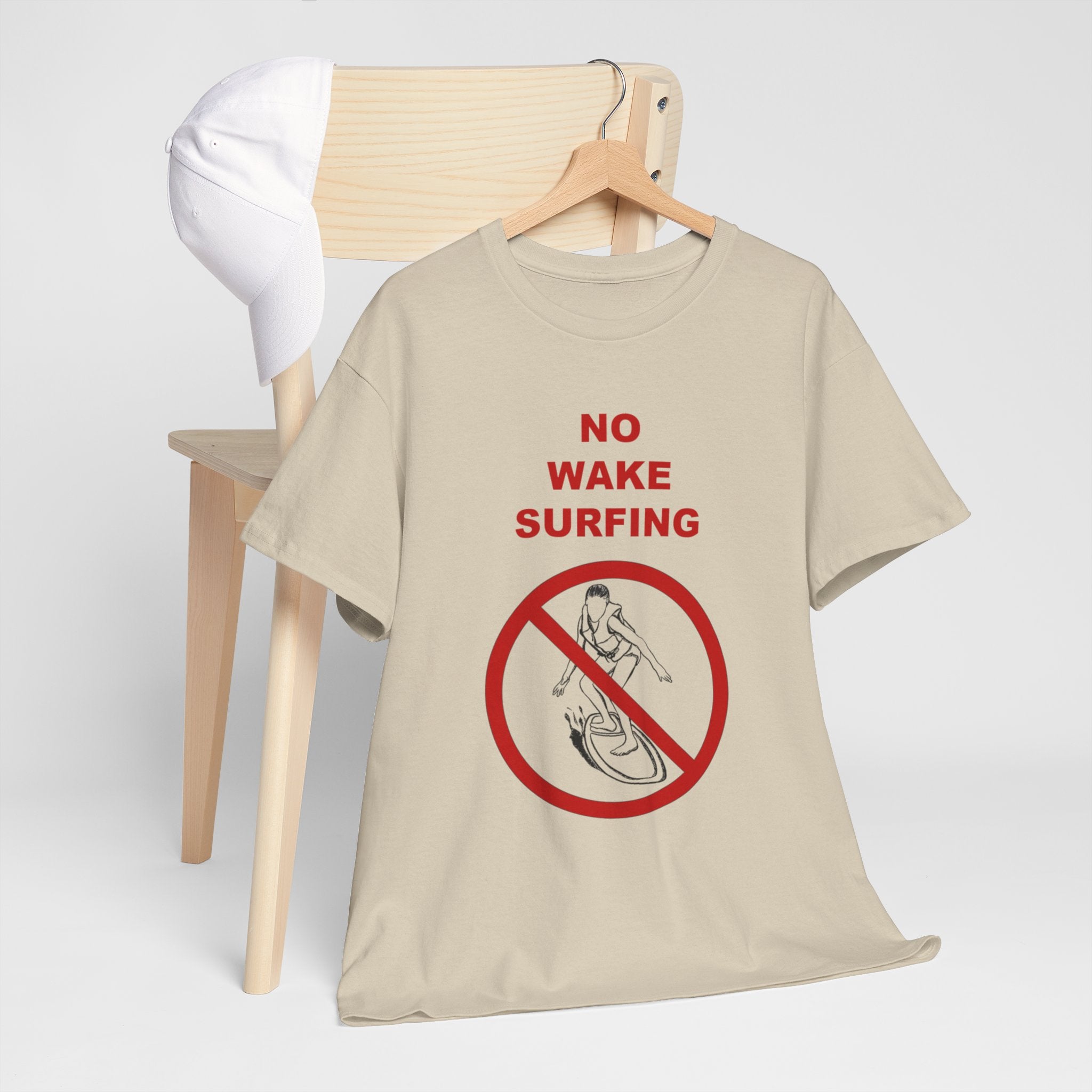 "No Wake Surfing" parody graphic waterski themed unisex T-shirt