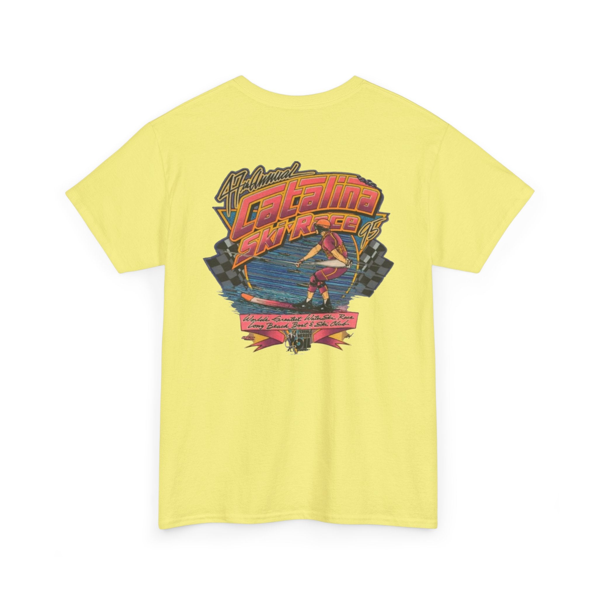 Vintage 1995 Catalina 47th annual Water Ski Race Tee, Long Beach Boat & Ski Club