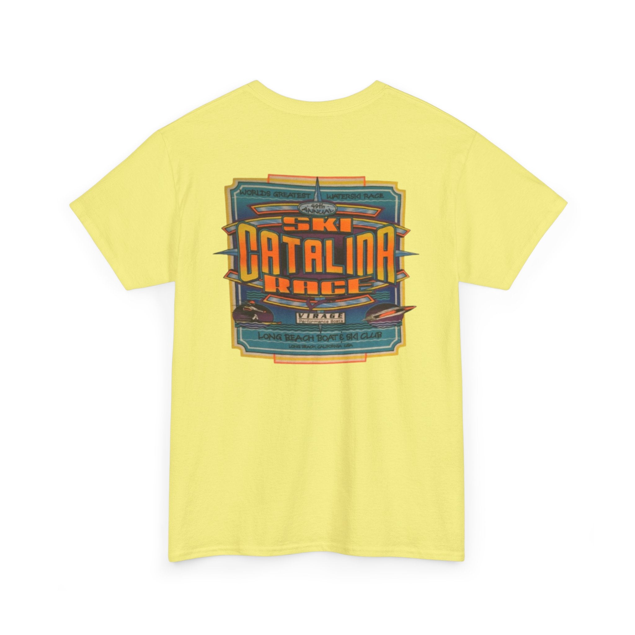 Vintage 1997 Catalina 49th annual Water Ski Race Tee, Long Beach Boat & Ski Club