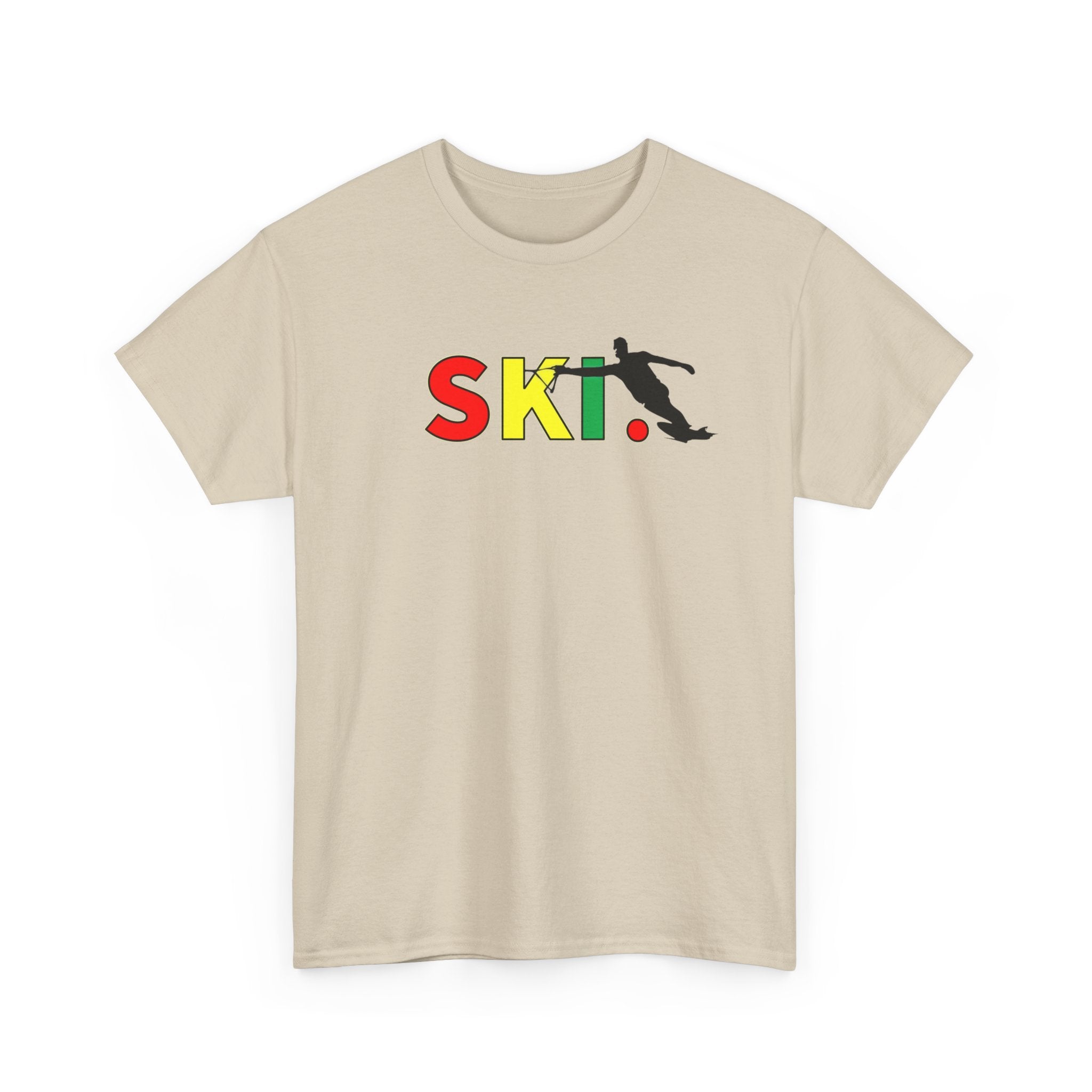 SKI. - water ski graphic t-shirt - Slalom course colors - red, yellow, green