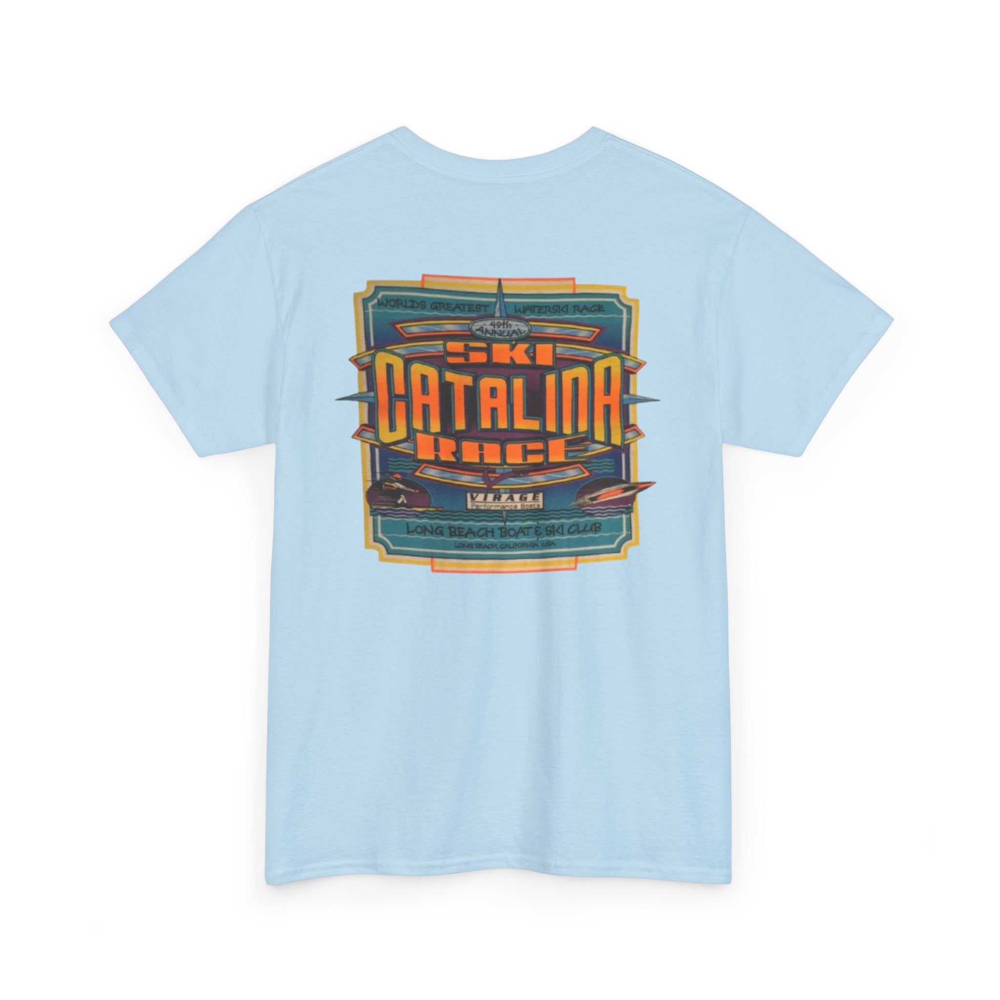 Vintage 1997 Catalina 49th annual Water Ski Race Tee, Long Beach Boat & Ski Club